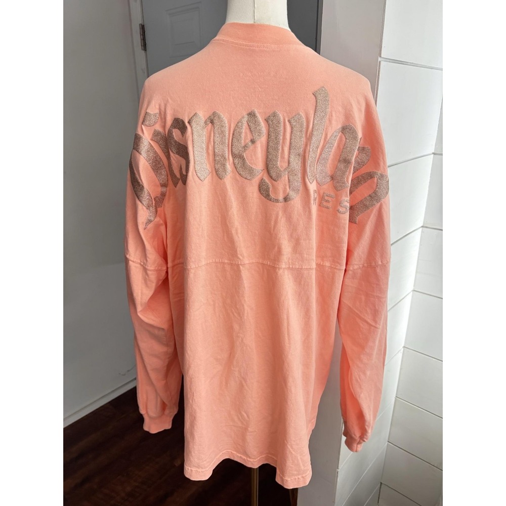 Disney Parks Disneyland Spirit Jersey Shirt Womens Medium Pink Glitter Logo